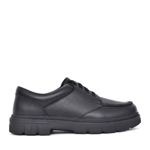 Boys Lorcam Edge Youth Black Leather Laced Shoe In Kids F Fit