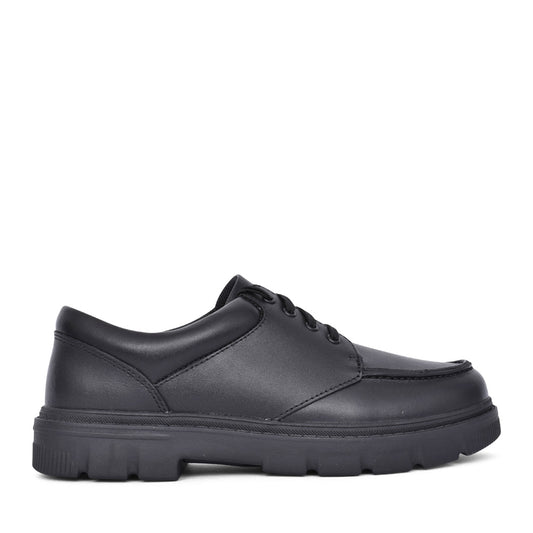 Boys Lorcam Edge Youth Black Leather Laced Shoe In Kids H Fit