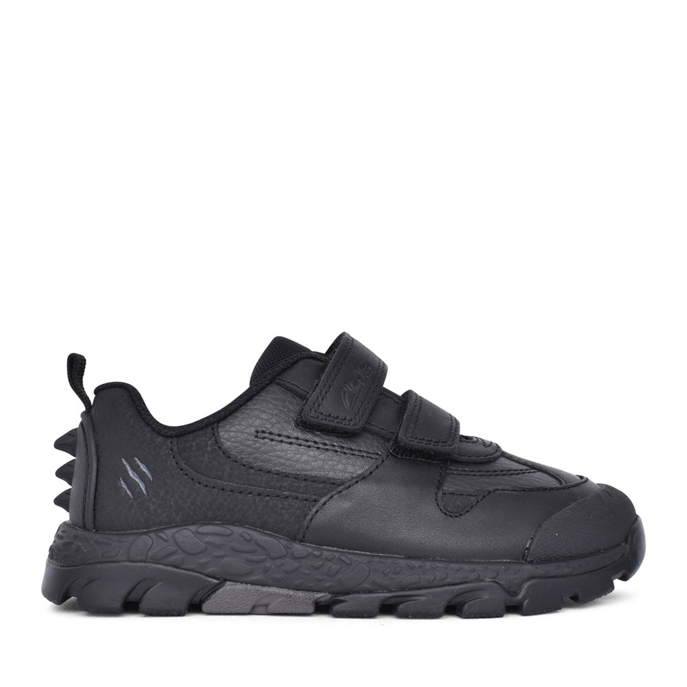 Boys Steggy 2 Pace Kids Black Leather Velcro Shoe In Kids F Fit