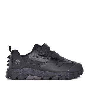 Boys Steggy 2 Pace Kids Black Leather Velcro Shoe In Kids F Fit