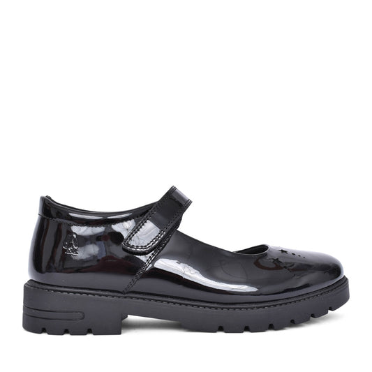 Girls Sally Laced Brogue In Blk Patent