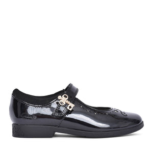 Girls Lock Magic K Black Patent Velcro Shoe In Kids F Fit