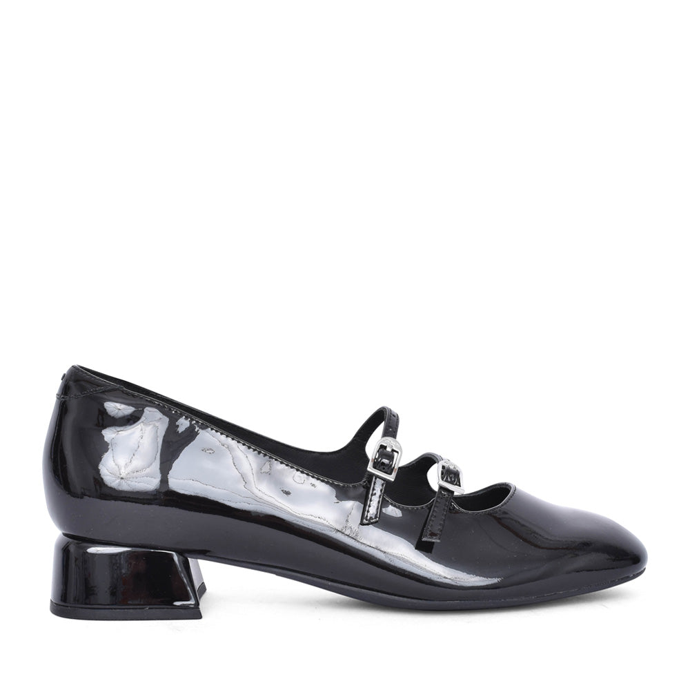 Ladies Daiss30 Shine D-fit Low Heel Shoe In Blk Patent