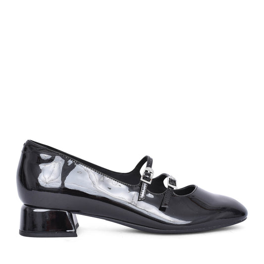 Ladies Daiss30 Shine D-fit Low Heel Shoe In Blk Patent