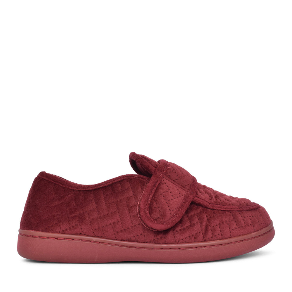 Ladies Twyla Charm D-fit Velcro Slipper In Burgandy