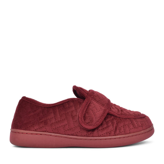 Ladies Twyla Charm D-fit Velcro Slipper In Burgandy