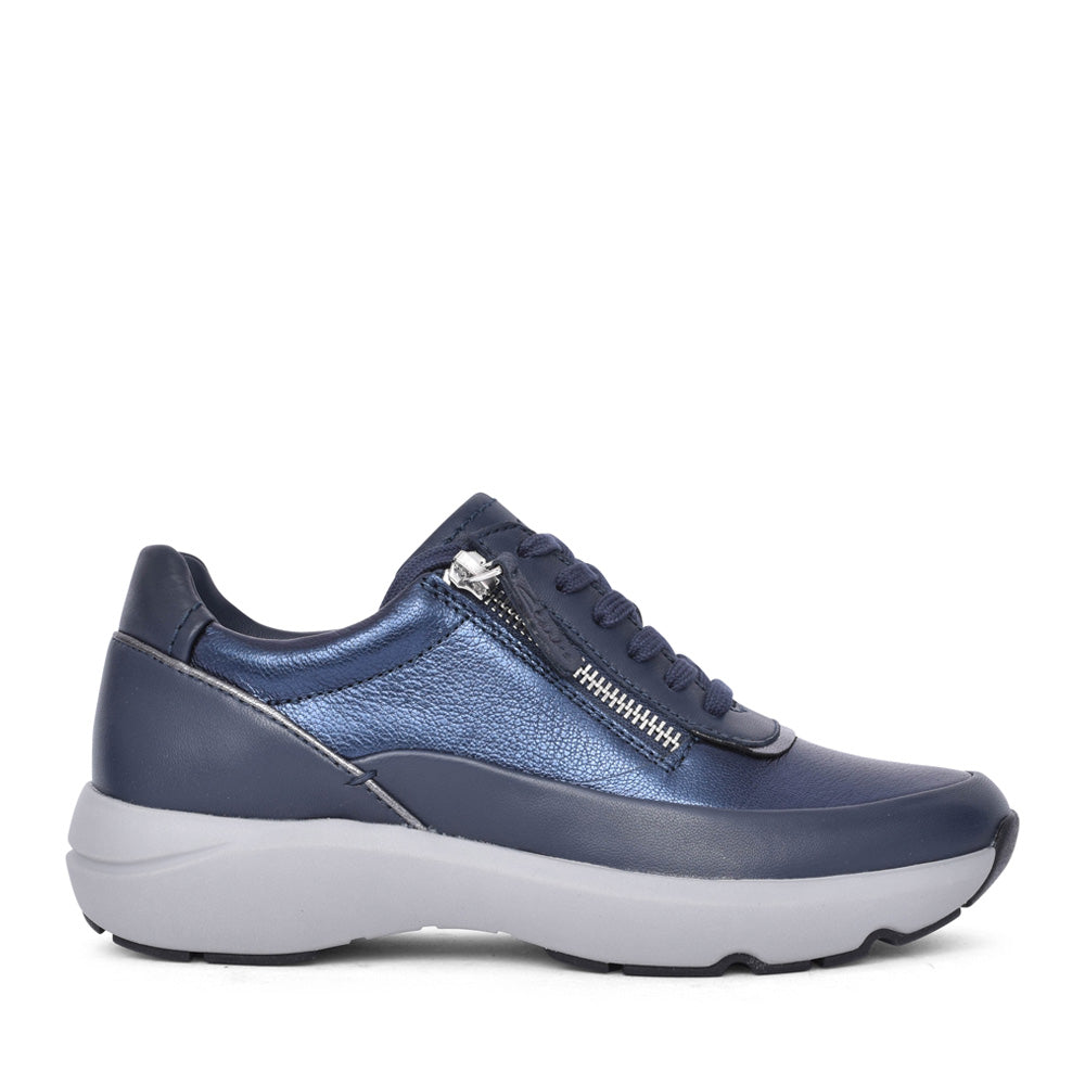 Ladies Tivoli Zip D-fit Laced Shoe In Navy