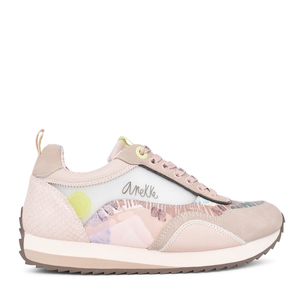 Ladies 38390-444 Laced Trainer In Taupe