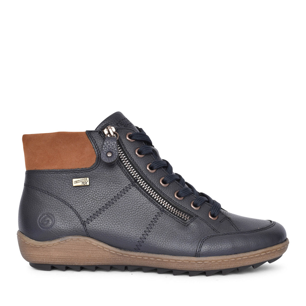 Ladies R1457 Laced Ankle Boot In Navy