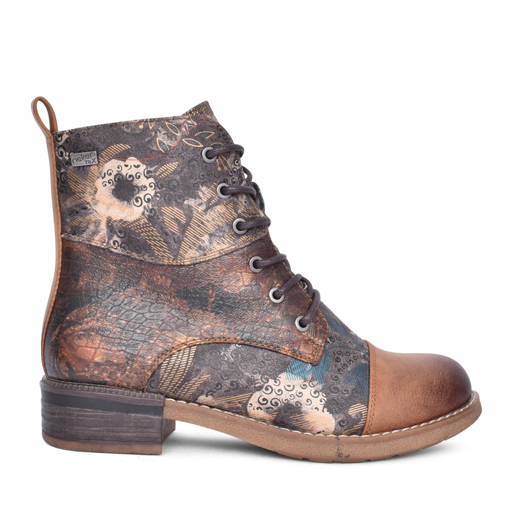 Ladies 94611 Tex Laced Ankle Boot In Multi-colour