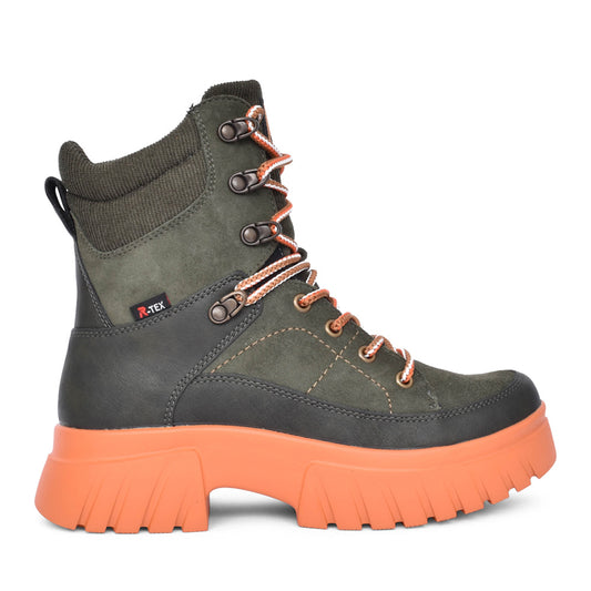 Ladies W1871 Laced Ankle Boot In Green