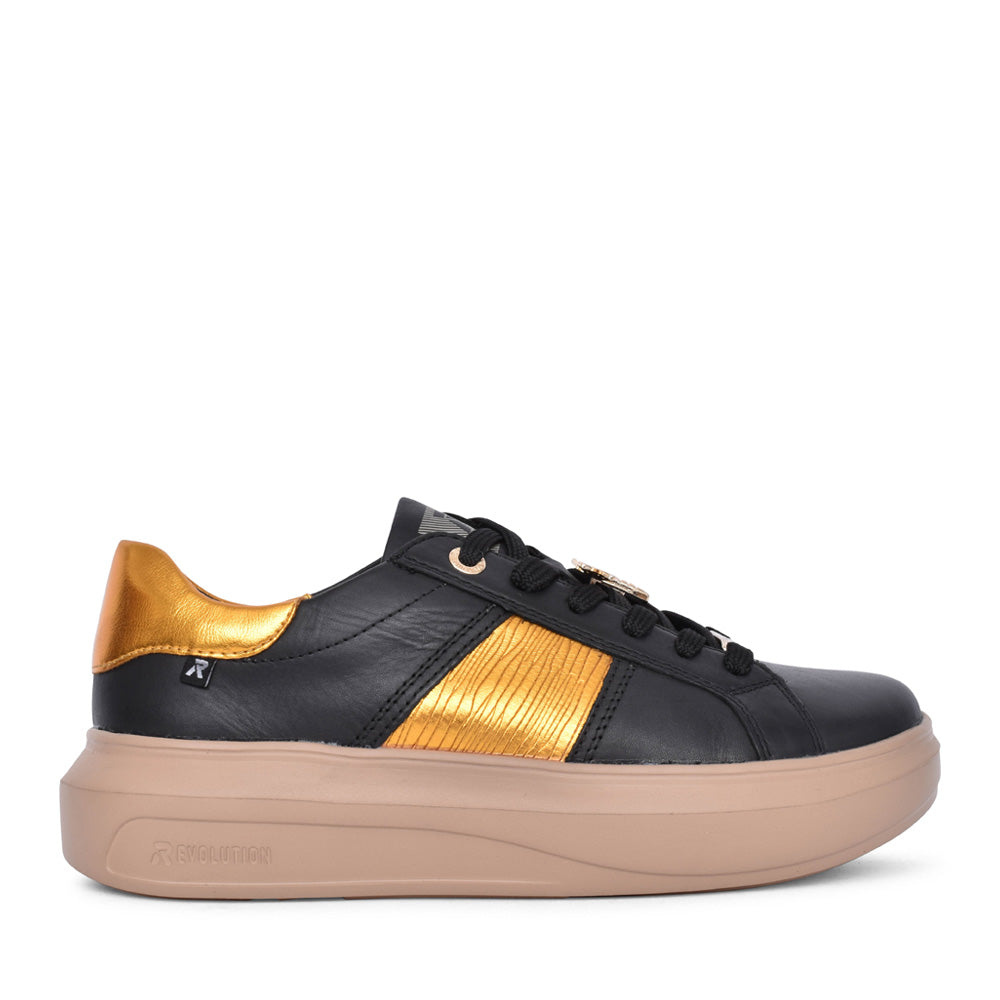 Ladies W1202 Laced Trainer In Black Multi