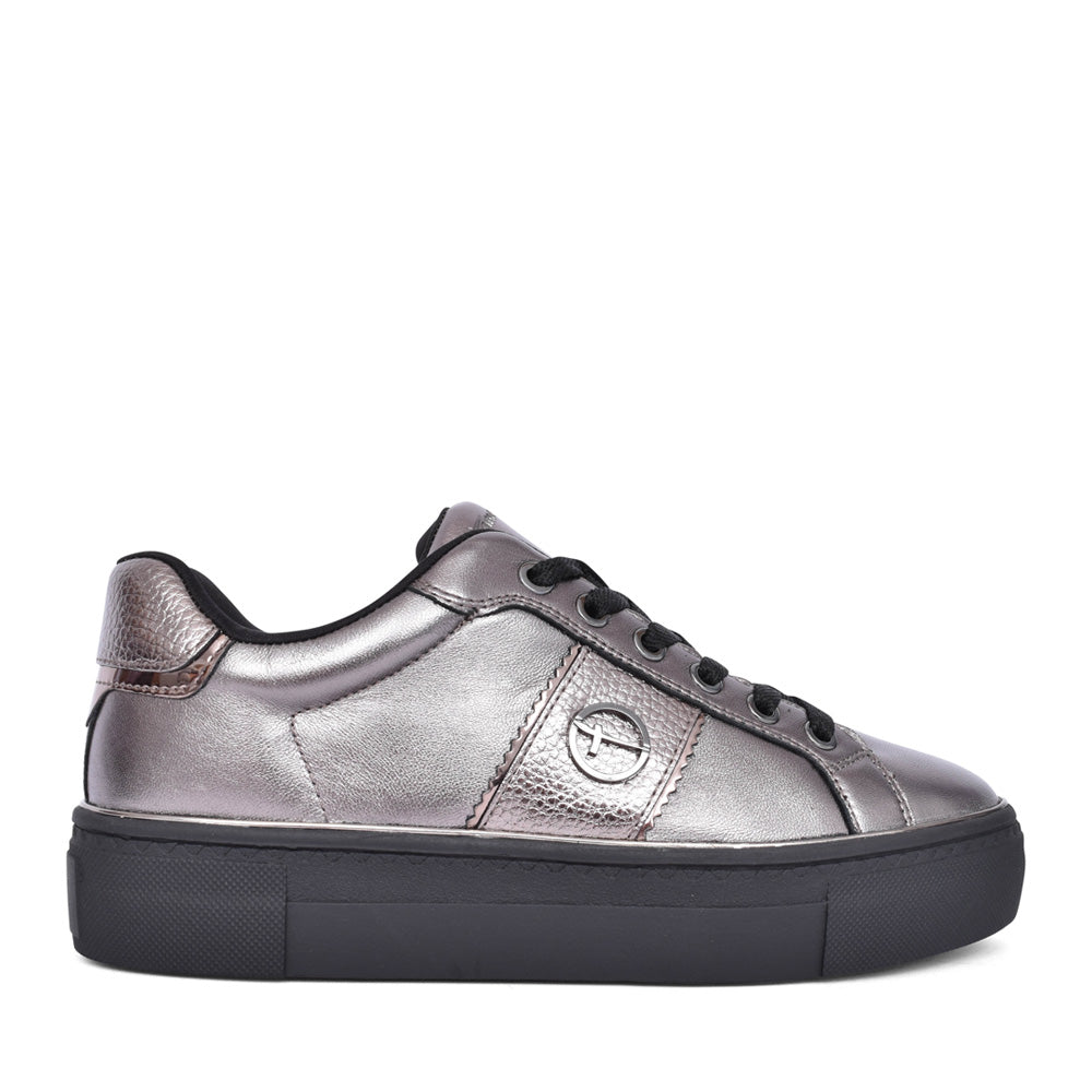 Ladies 1-23724 Laced Trainer In Pewter