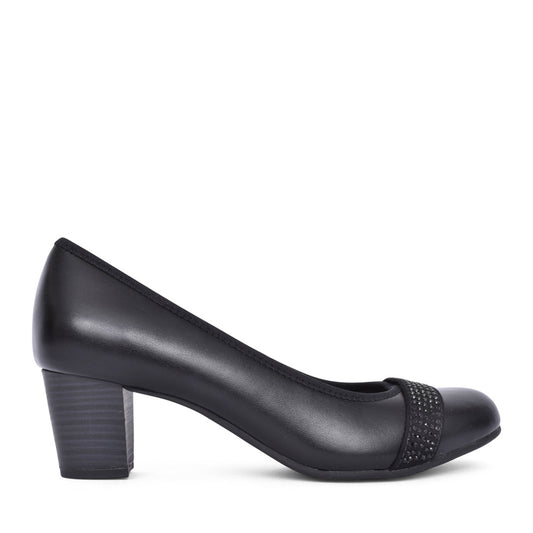 Ladies 8-22464 Medium Heel Court Shoe In Black