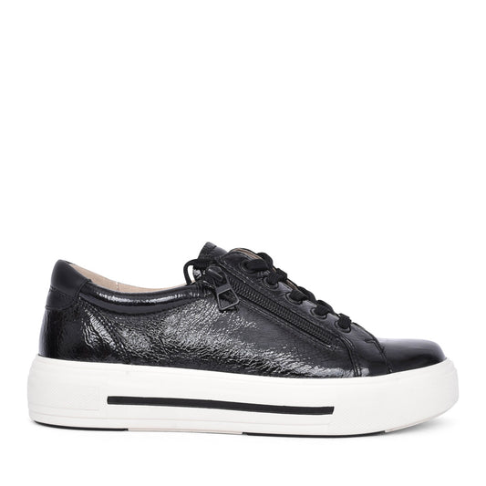 Ladies 9-23351 Laced Trainer In Black