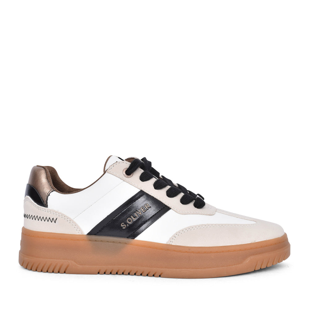 Ladies 5-23623 Laced Trainer In Beige