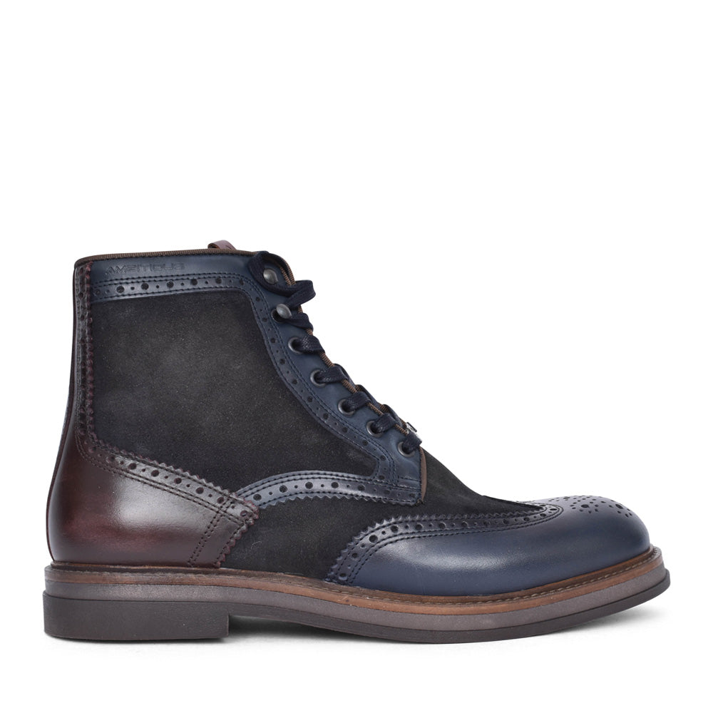 Mens 12432b Laced Ankle Boot In Navy