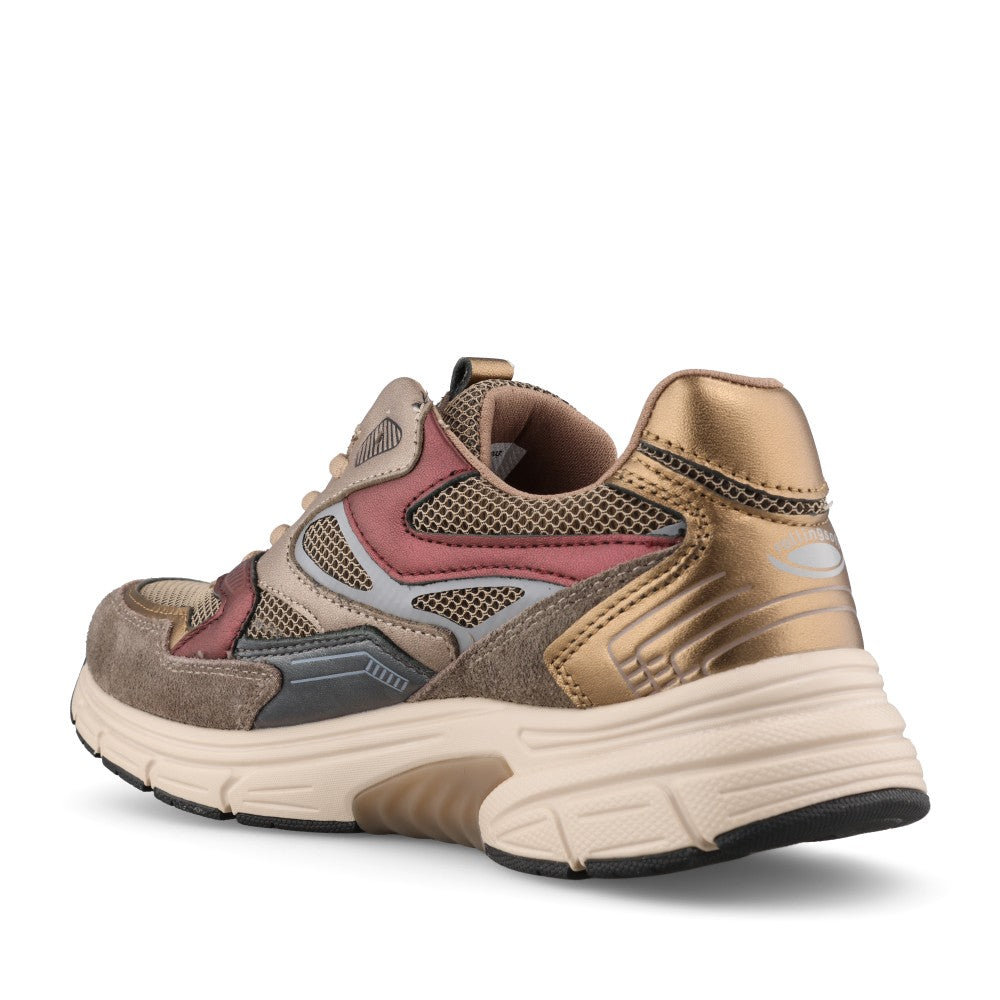 Gabor Ladies 0306.01.003 Posey Rollingsoft Trainer In Taupe Metallic