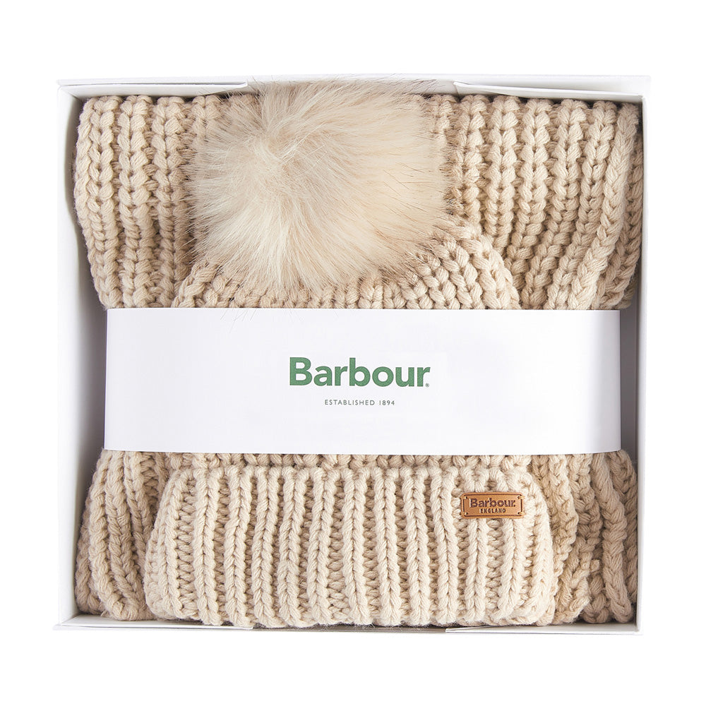 Ladies Saltburn Beanie And Scarf Gift Set In Pearl