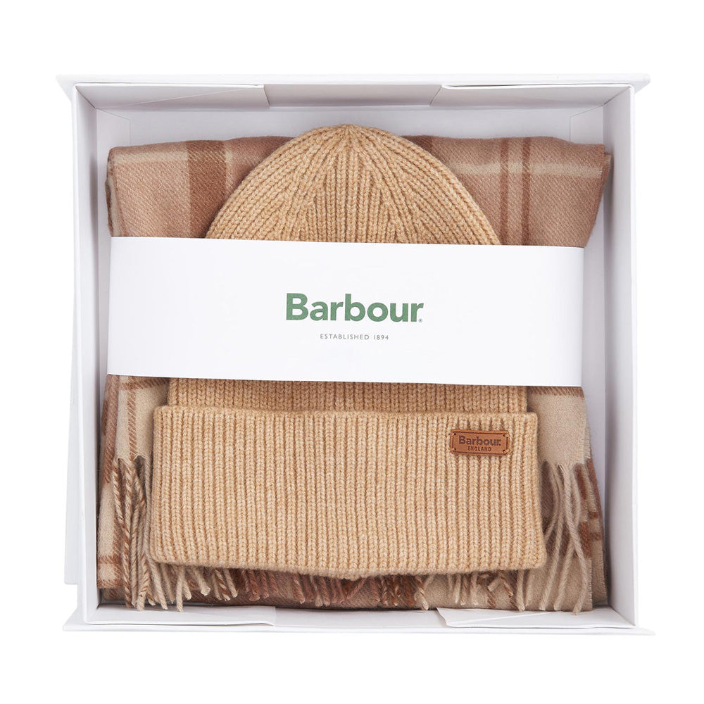 Ladies Aubrey Beanie And Scarf Gift Set In Camel