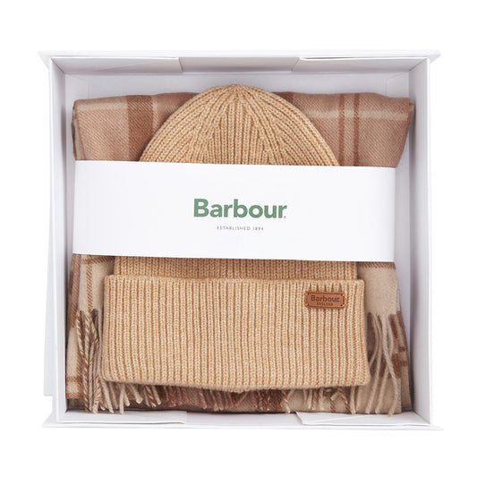 Ladies Aubrey Beanie And Scarf Gift Set In Camel