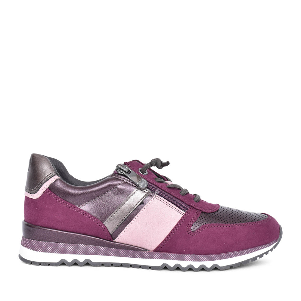 Ladies 2-23707 Laced Trainer In Dark Berry