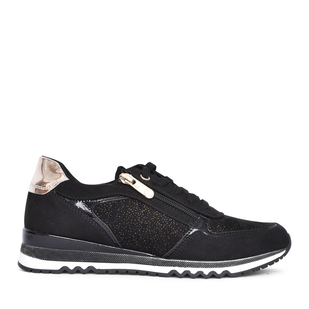 Ladies 2-23749 Laced Trainer In Black