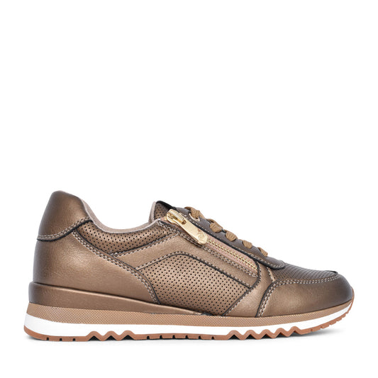 Ladies 2-23782 Laced Trainer In Gold