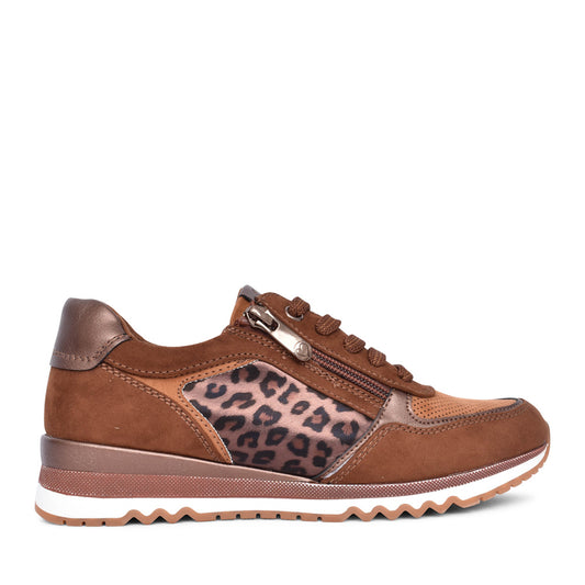 Ladies 2-23785 Laced Trainer In Cognac