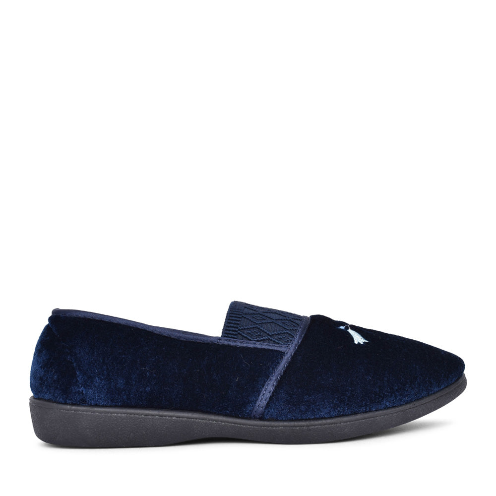 Ladies Enid Full Slipper In Navy