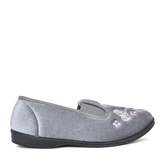 Ladies Cherish Full Slipper In Grey