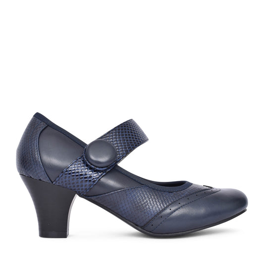 Ladies Bfr61102 Heeled Shoe In Navy