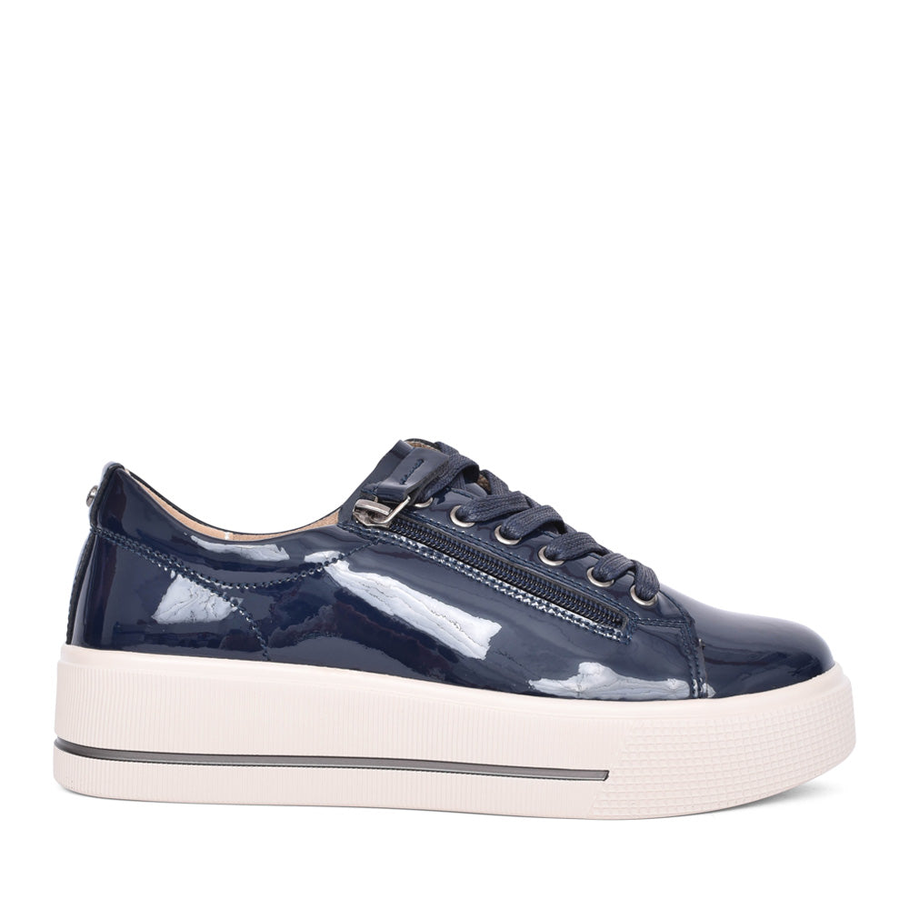 Ladies Ravenna Platform Trainer In Navy Patent