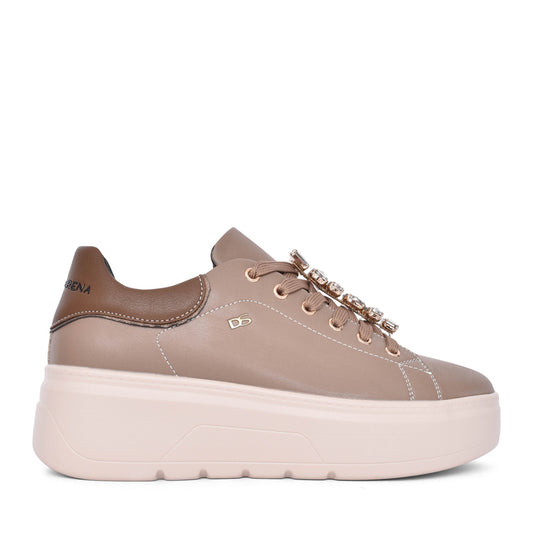 Ladies Kate Platform Trainer In Taupe