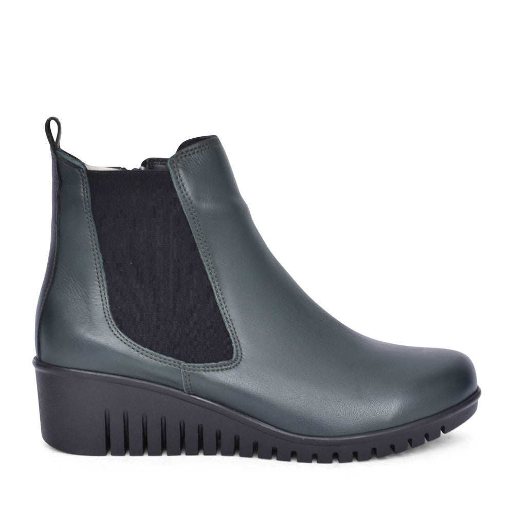 Ladies Dresden Ulb382 Wedge Ankle Boot In Green