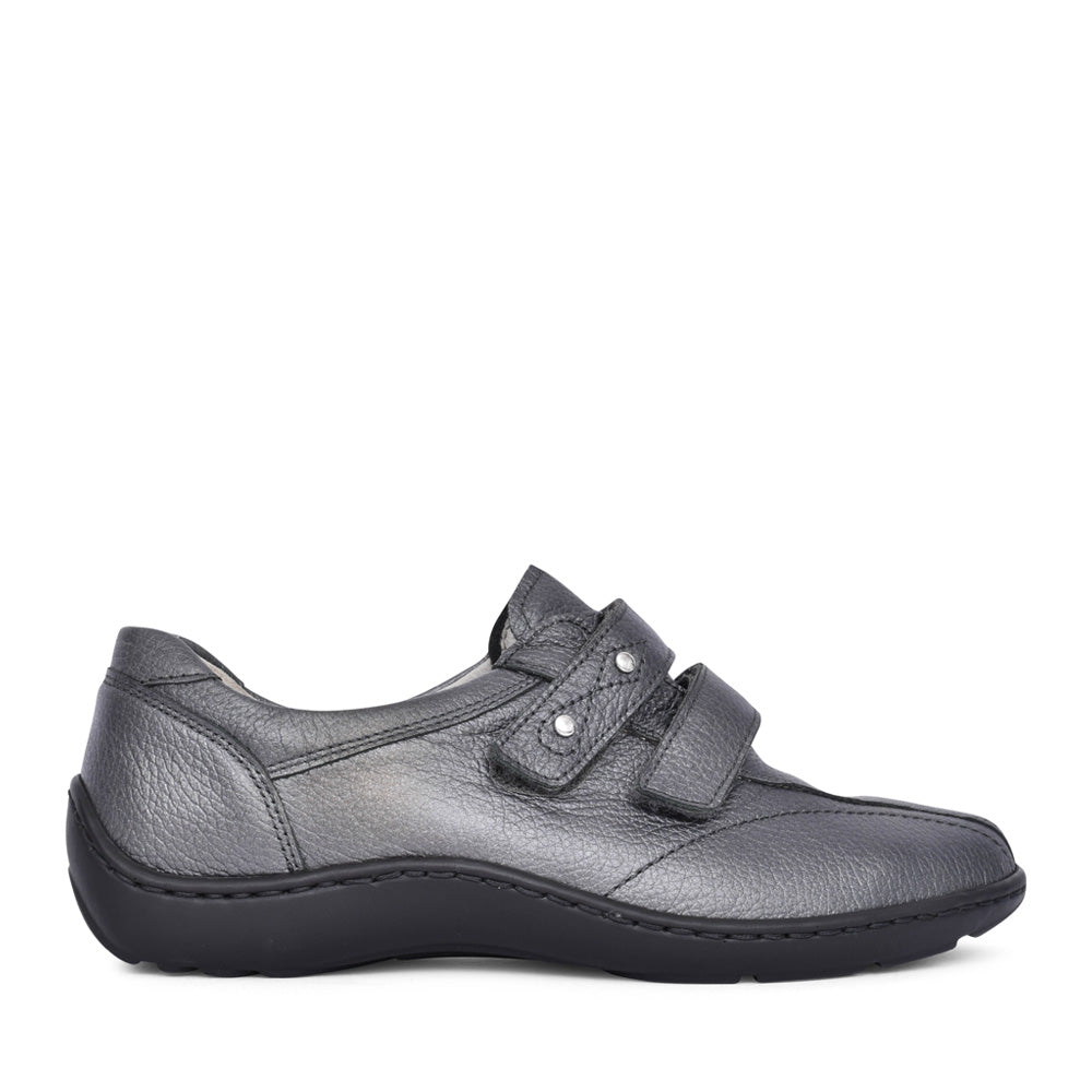 Ladies 496301 Henni Double Velcro Shoe In Grey