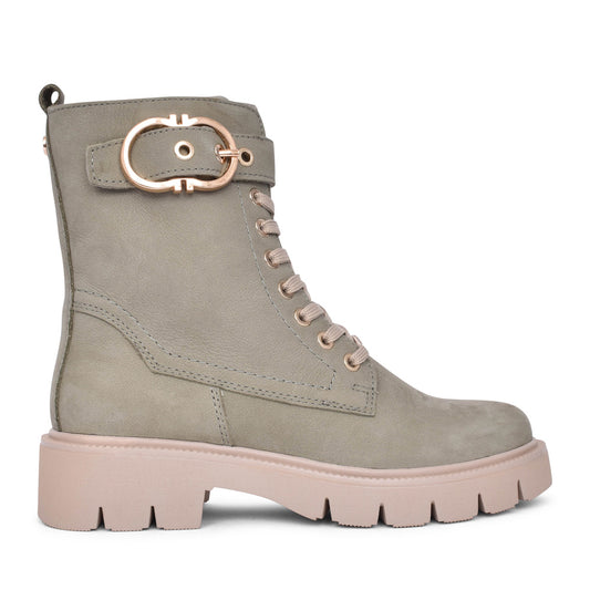 Ladies 9-25211 Laced Ankle Boot In Khaki