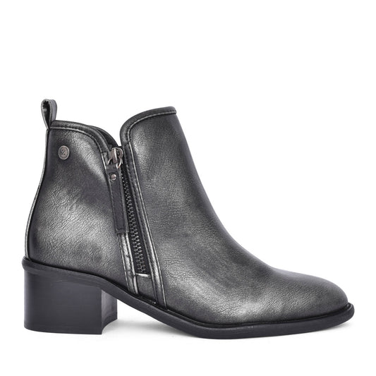 Ladies 143478 Low Heel Ankle Boot In Dark Grey