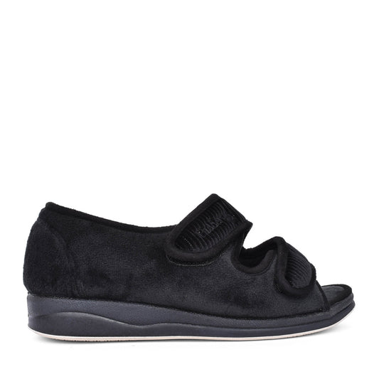 Ladies Lydia X 3462 Wide Fit Open Toe Slipper In Black