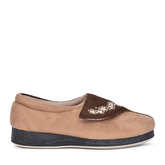 Ladies Hug 424n Combi Wide Fit Slipper In Beige