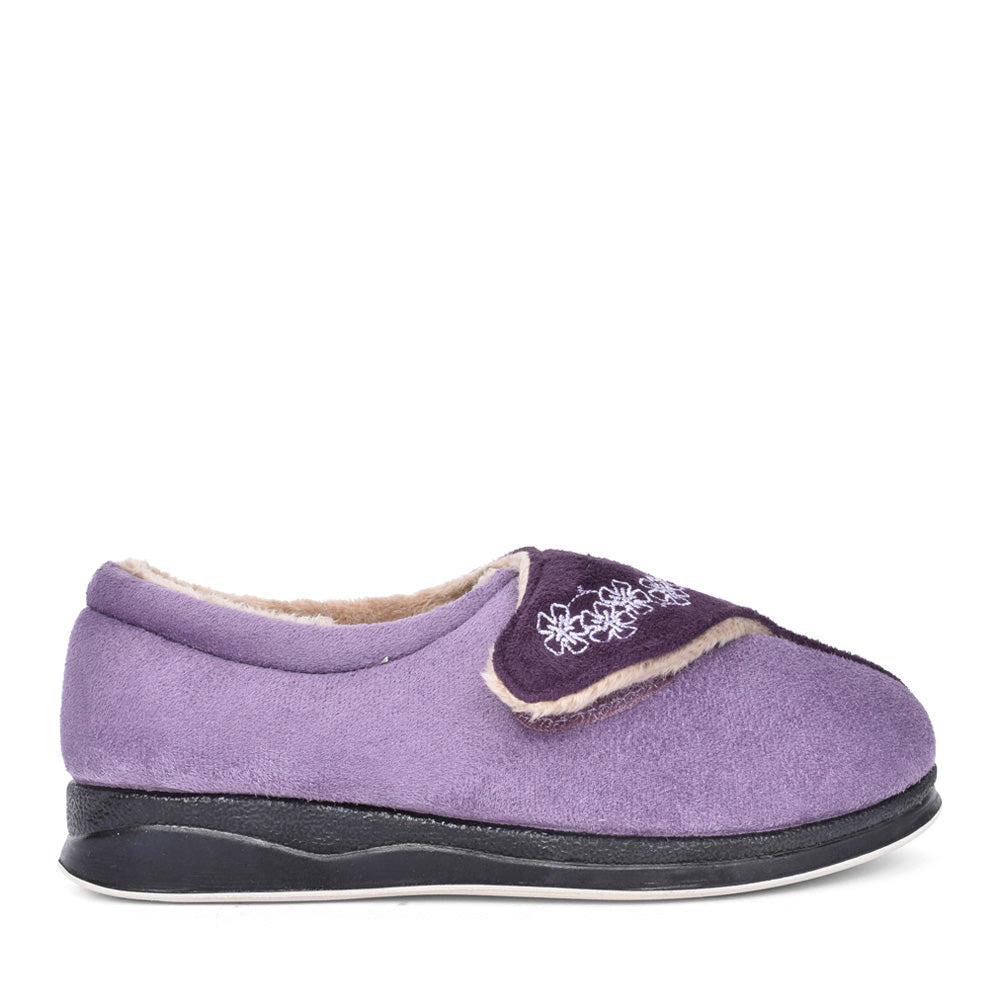 Ladies Hug 424n Combi Wide Fit Slipper In Purple