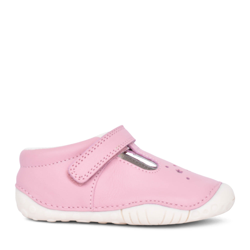Girls Tumble Pale Pink T-bar Velcro Shoe In Kids F Fit
