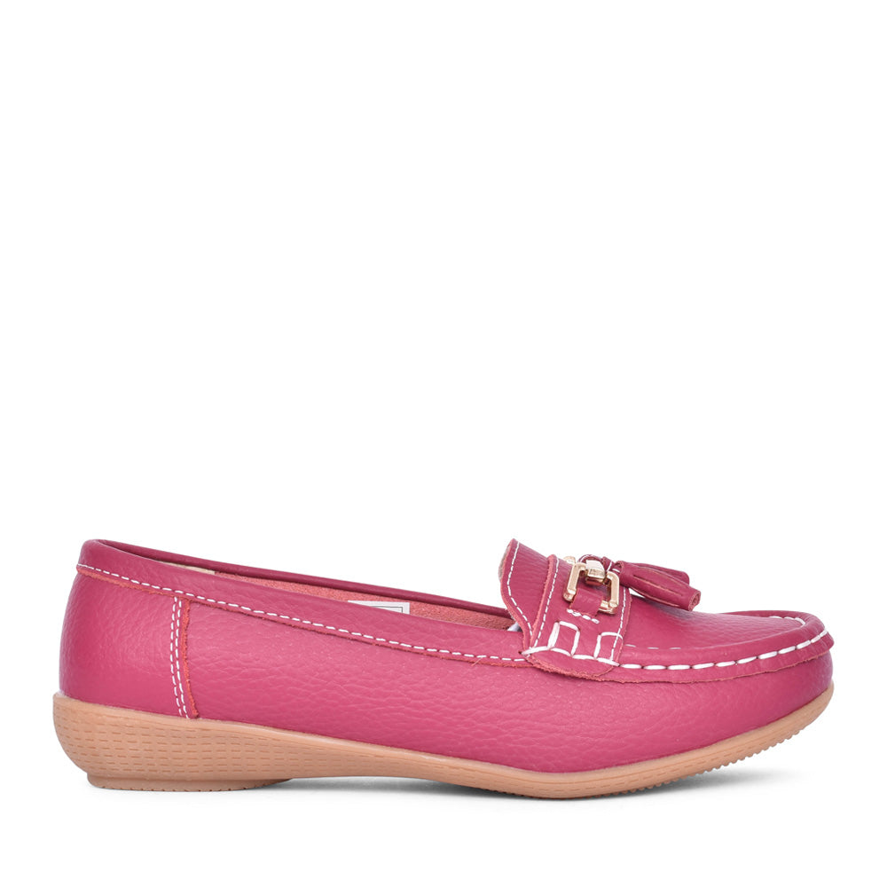 Ladies Nautical Slip-on Shoe In Fuchsia