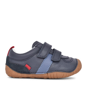 Boys Zap Navy Leather Velcro Shoe In Kids F Fit