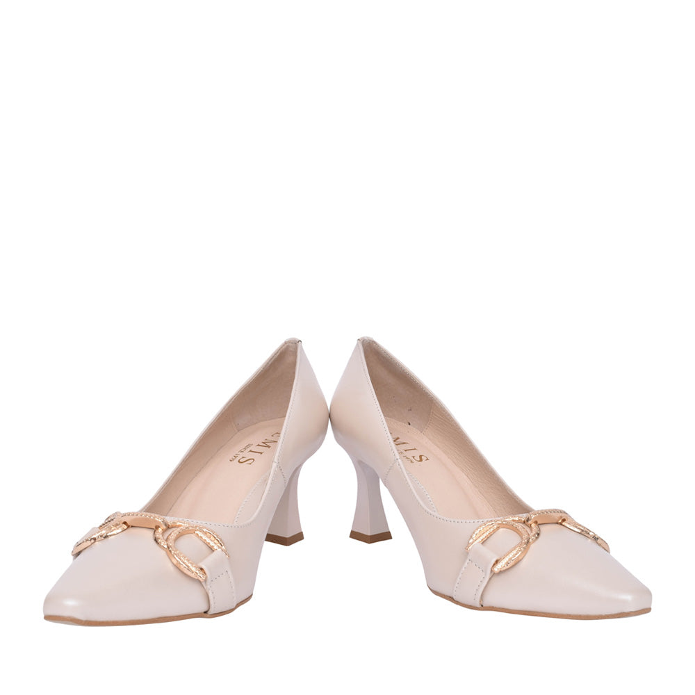 Ladies S8228 Medium Heel Court Shoe In Beige