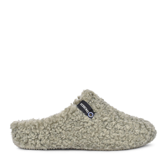 Ladies York Curly Mule Slipper In Green