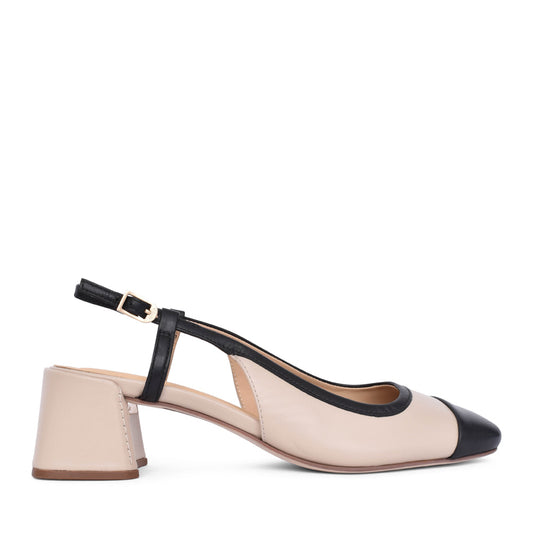 Ladies Nyta45 D-fit Low Heel Sling Back In Sand