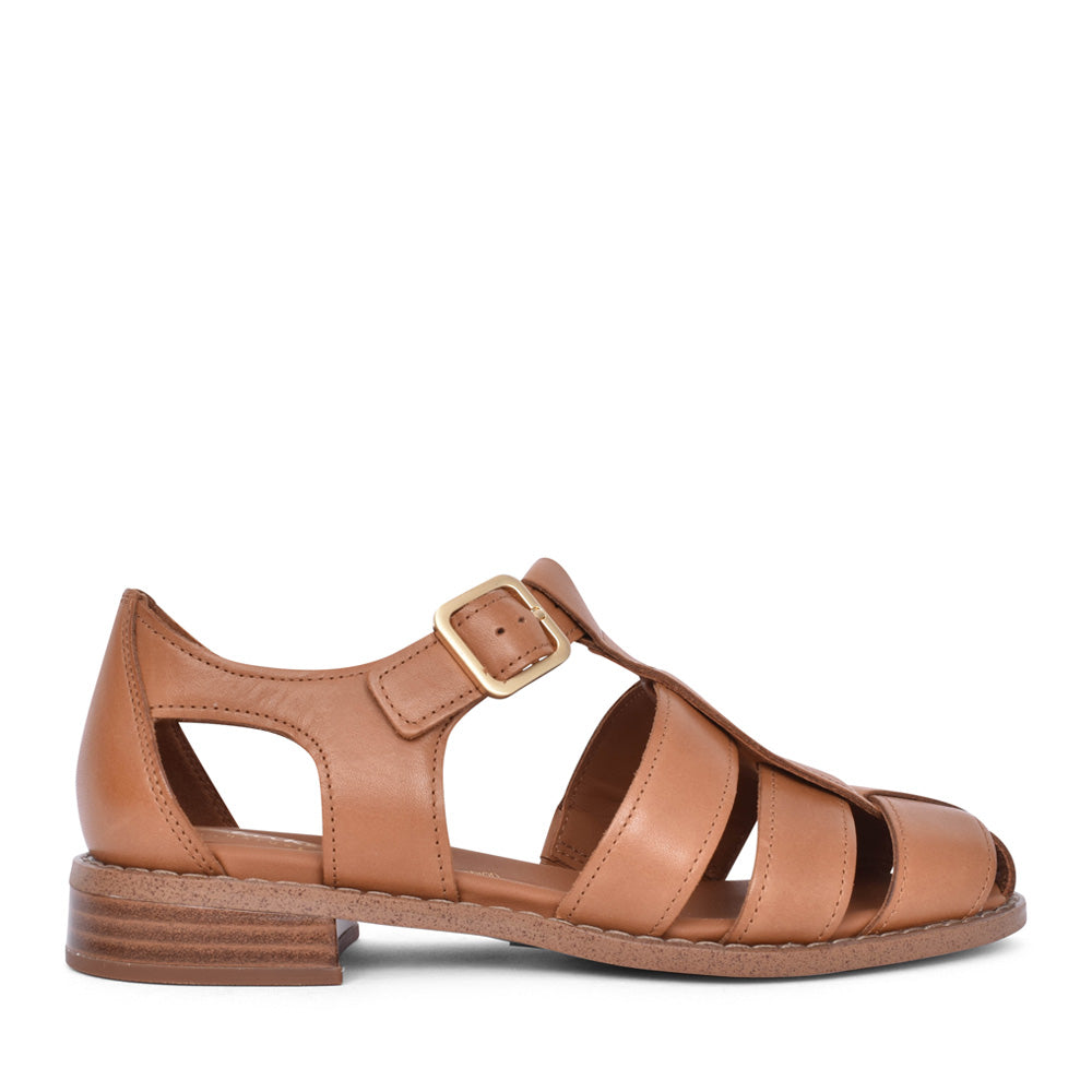 Ladies Hana Sun D-fit Low Heel Shoe In Tan