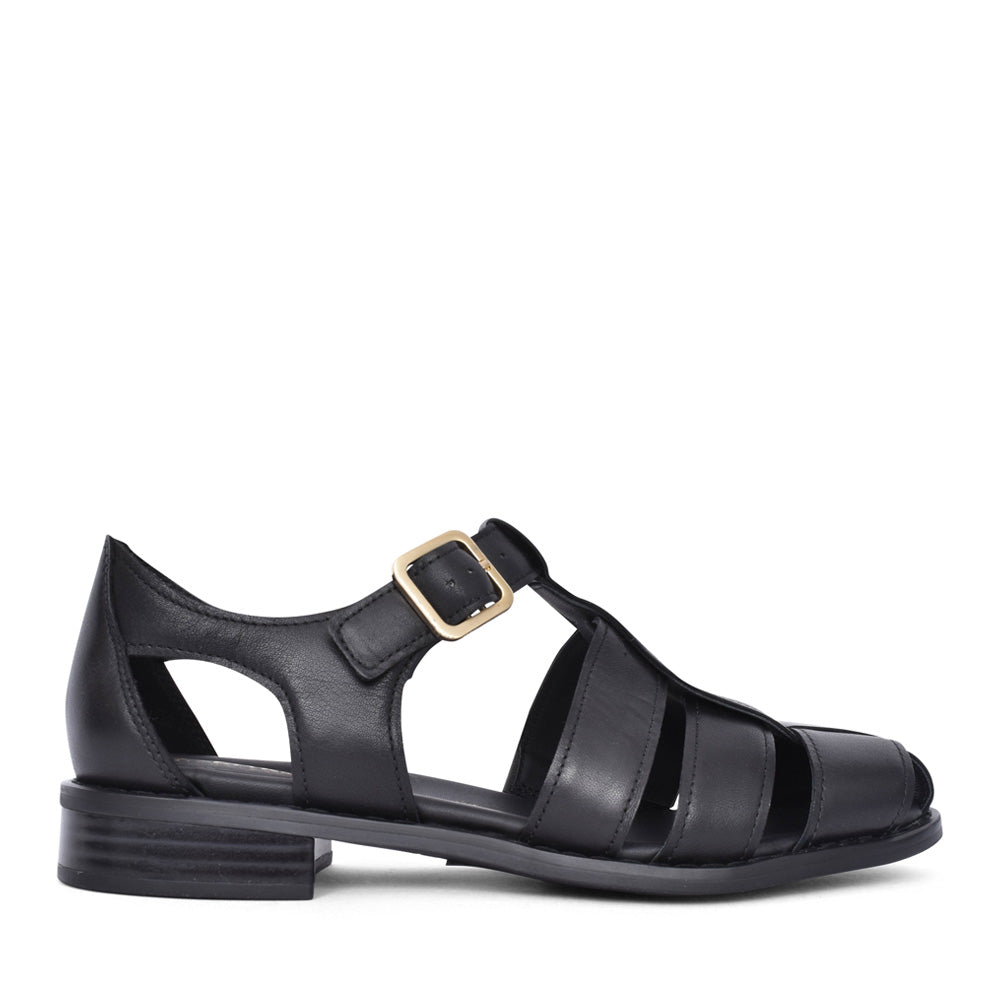 Ladies Hana Sun D-fit Low Heel Shoe In Black