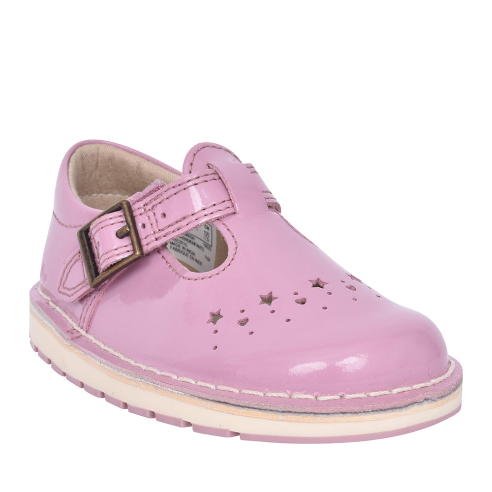 Girls Joyful Skip T Pink Patent T-bar Shoe In Kids G Fit